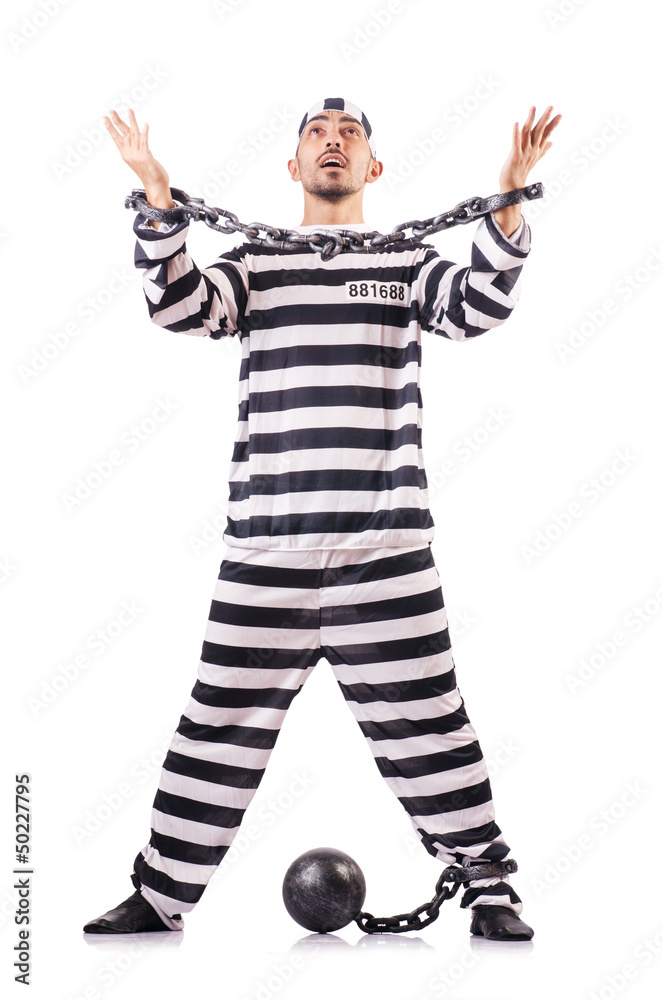 Convict criminal in striped uniform Convict criminal in striped uniform