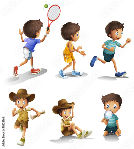 Boys with different activities