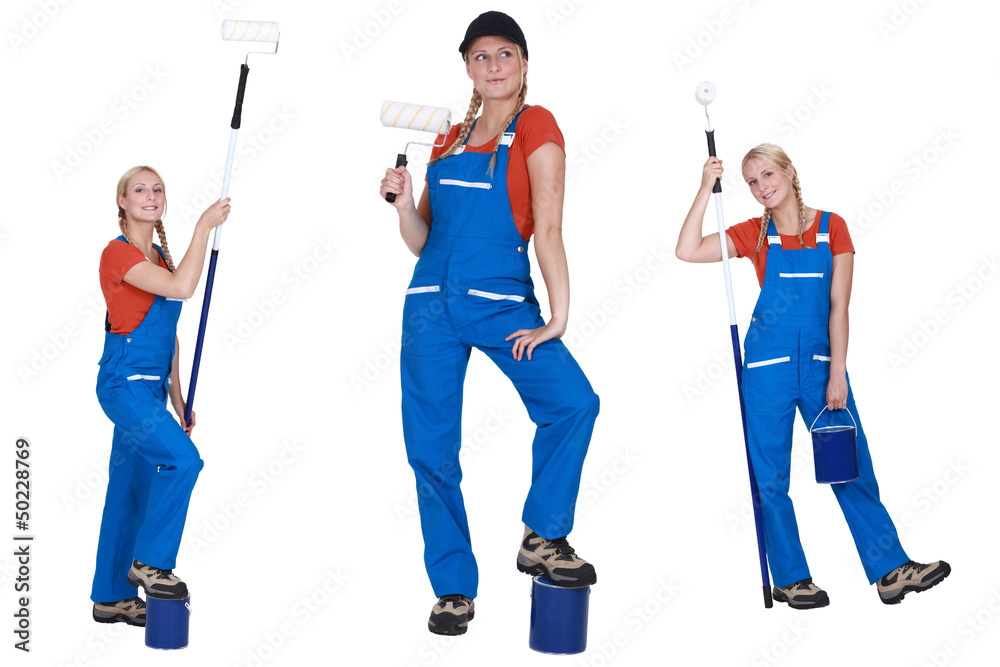 Multiple shot of female decorator