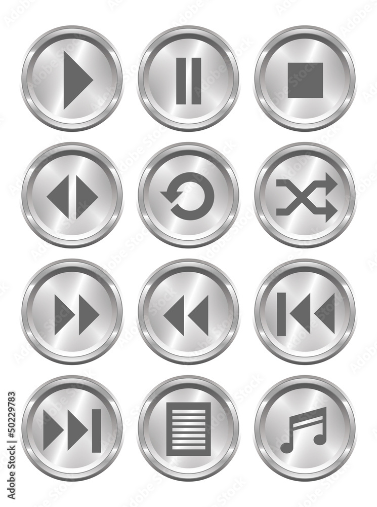 Metallic Media Buttons Metallic Media Buttons