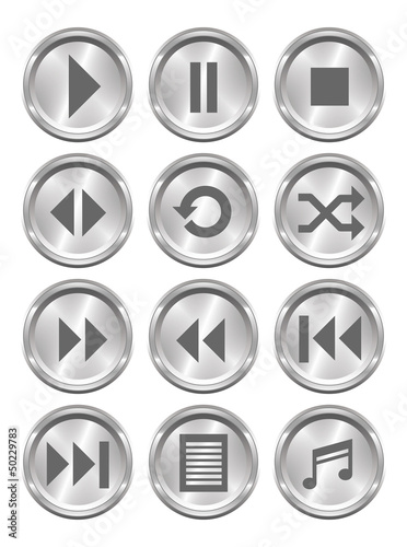 Free Download Metallic Media Buttons - GFXLoad