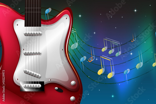 A red electric guitar