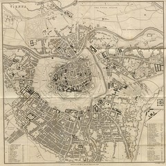 Vienna old map.Capital of Austria