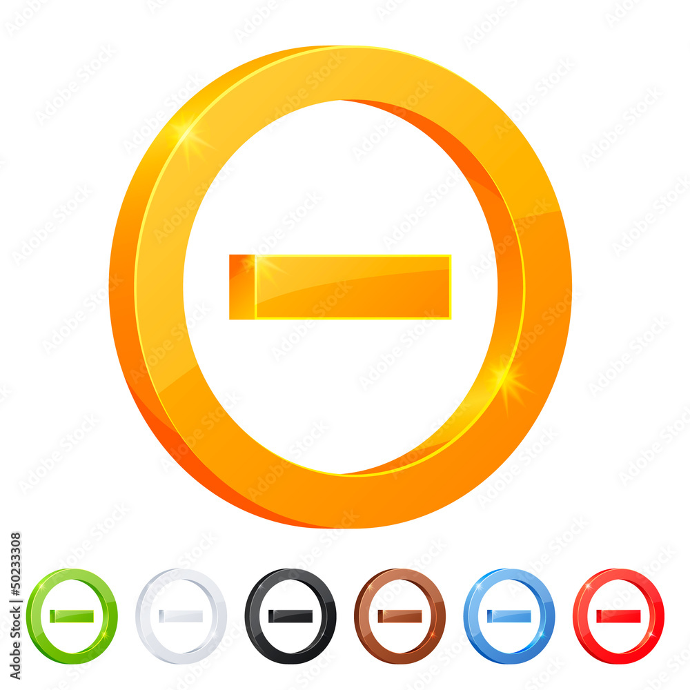 Set of 7 minus symbol in different colors. Set of 7 minus symbol in different colors.