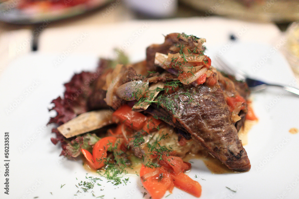 Lamb ribs with vegetables
