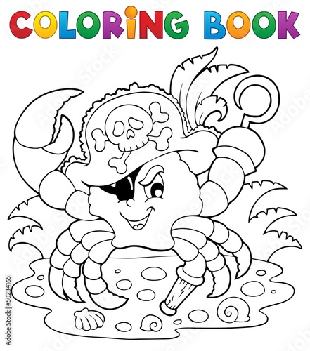 Coloring book with pirate crab