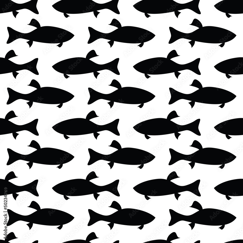 Seamless pattern: black fish Seamless pattern: black fish