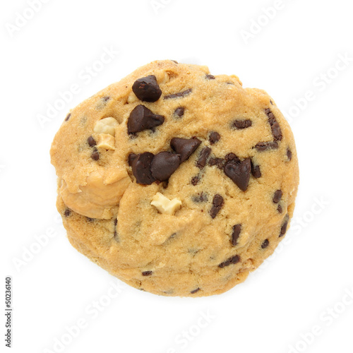 Chocolate chips cookies isolated on white