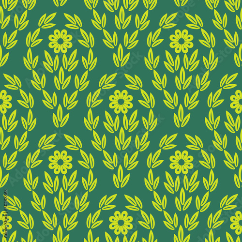 Seamless floral pattern in green colors
