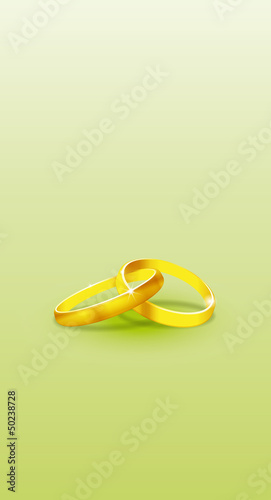 Hochzeitskarte Hellgrün mit goldenen Ringen