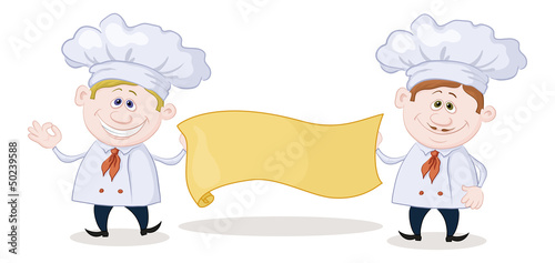 Cooks with poster