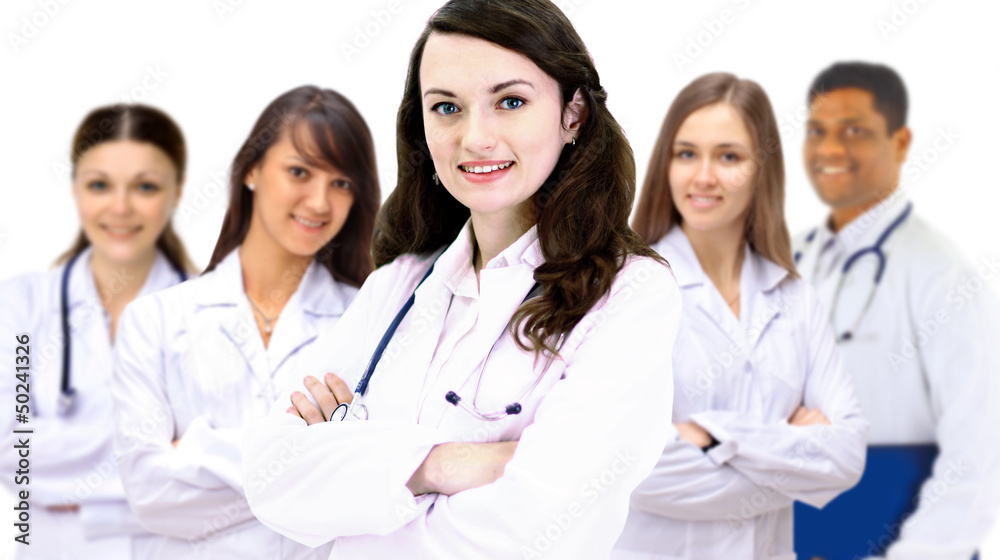 Portrait of group of smiling hospital colleagues Portrait of group of smiling hospital colleagues