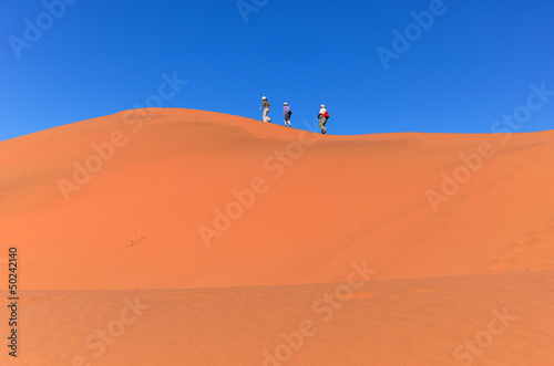 People walking on dune of Namib desert  South Africa