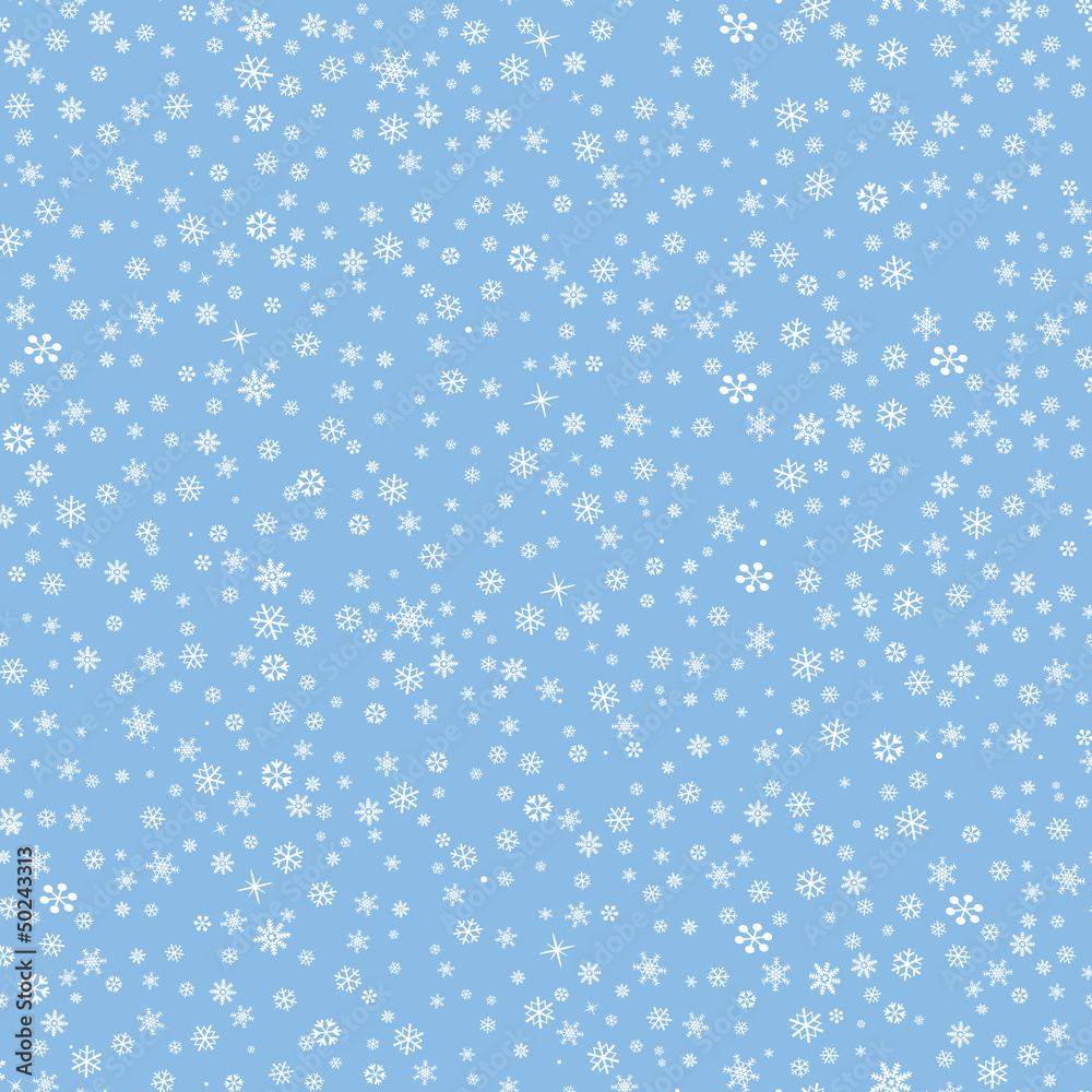 Snowflakes seamless pattern, snow background.
