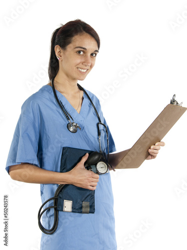 Young nurse practitioner ready to take vital