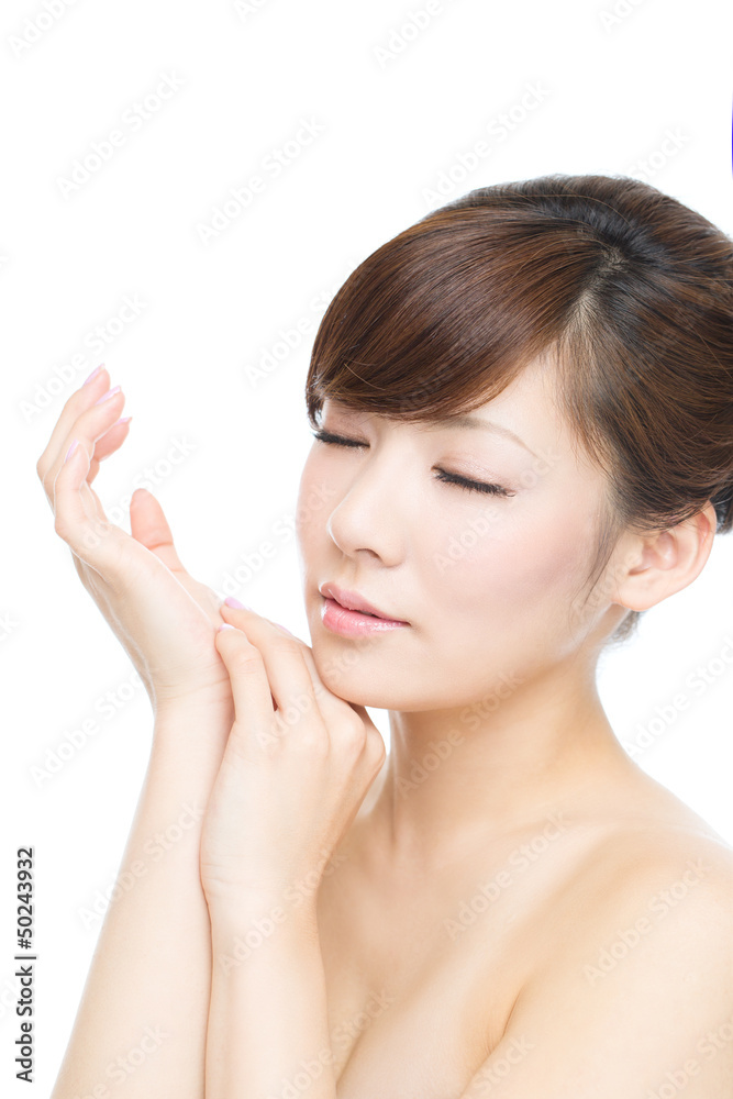 Beautiful asian woman on white background Beautiful asian woman on white background