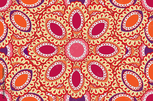 Abstract floral seamless pattern. Geometric texture. Oriental ethnic background.