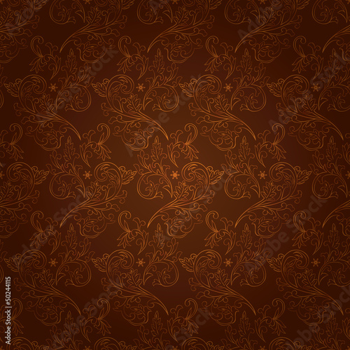 Vintage floral seamless pattern on brown