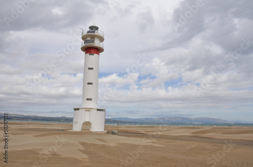 Lighthouse in Punta del Fangar (Ebro Delta, Spain)