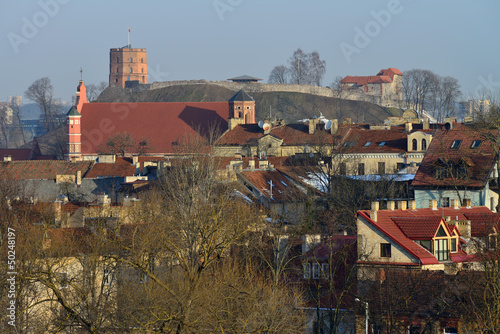Vilnius old town cityscape, winter morning