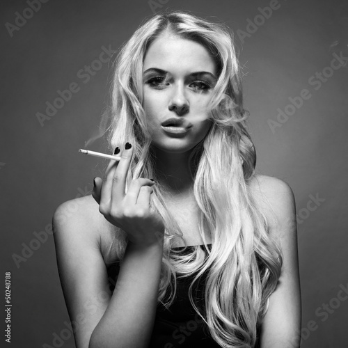 Beautiful lady with cigarette