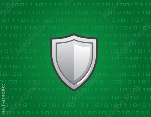 Shield in front of green tech background