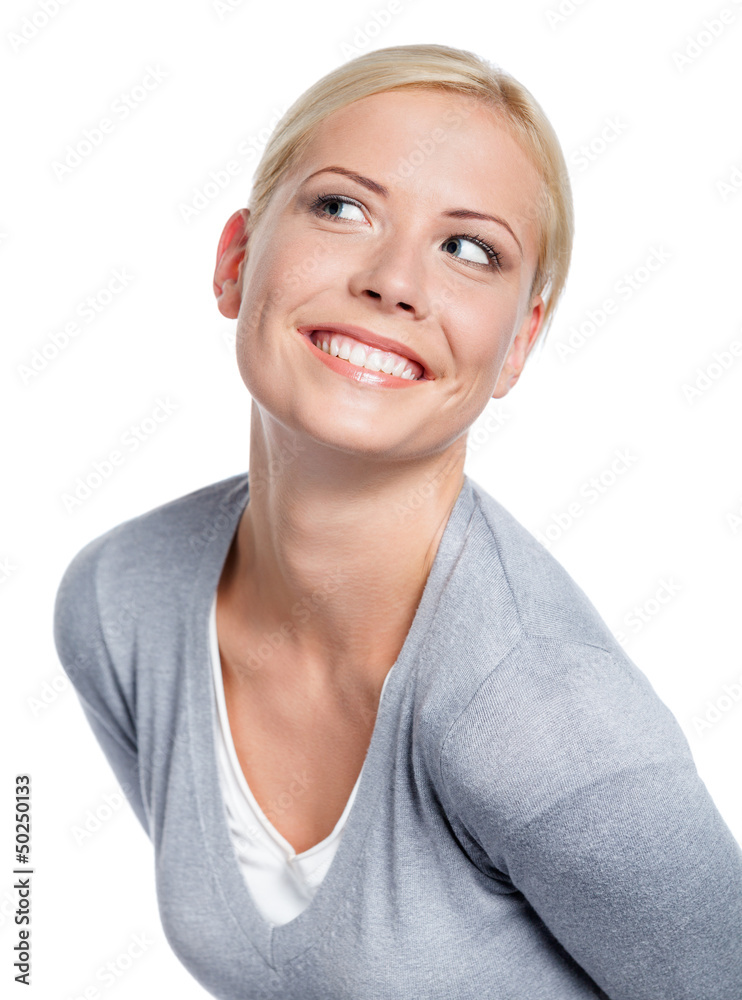 Portrait of young smiley woman, isolated on white Portrait of young smiley woman, isolated on white
