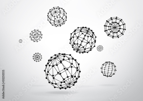 Composition of wireframe elements in the form of sphere