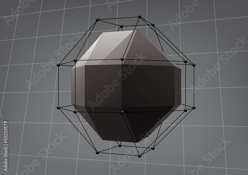 Black rhombicuboctahedron for graphic design