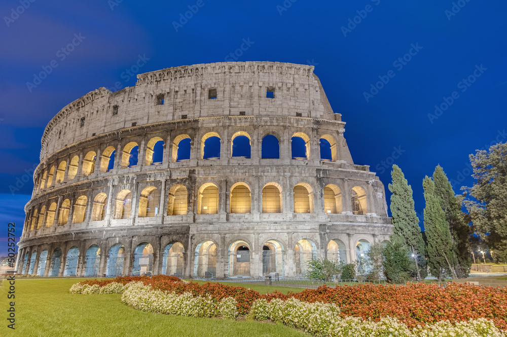 The Colosseum, or the Coliseum, amphitheatre in Rome, Italy