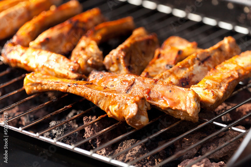 Photography Spare ribs on barbecue