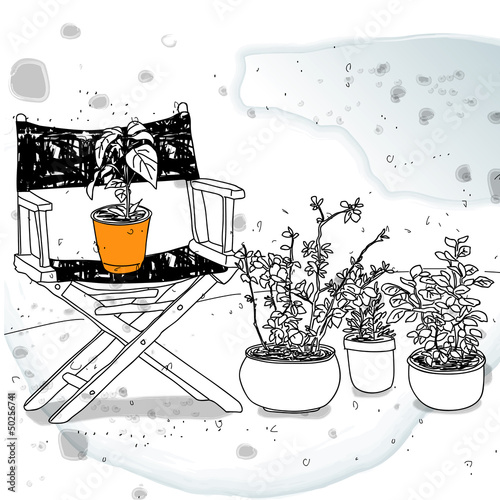 chairs and some potted plants