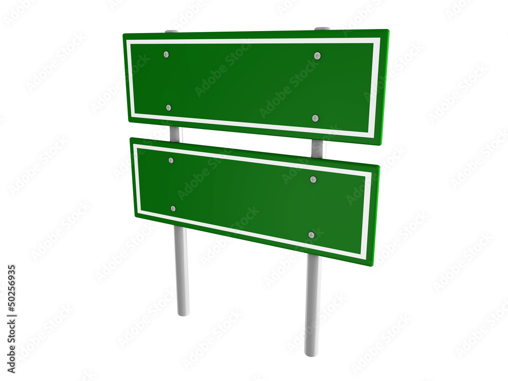 Blank green traffic road sign on white Blank green traffic road sign on white