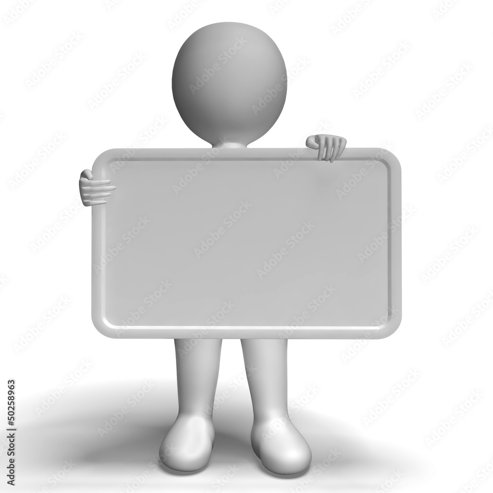 White Blank Sign With Copyspace Includes 3d Character White Blank Sign With Copyspace Includes 3d Character