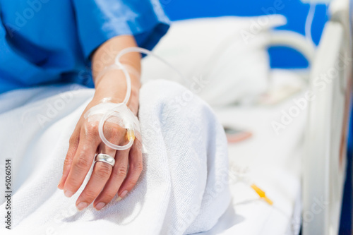 iv drip in woman hand