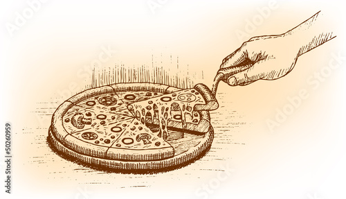 Pizza drawn by hand