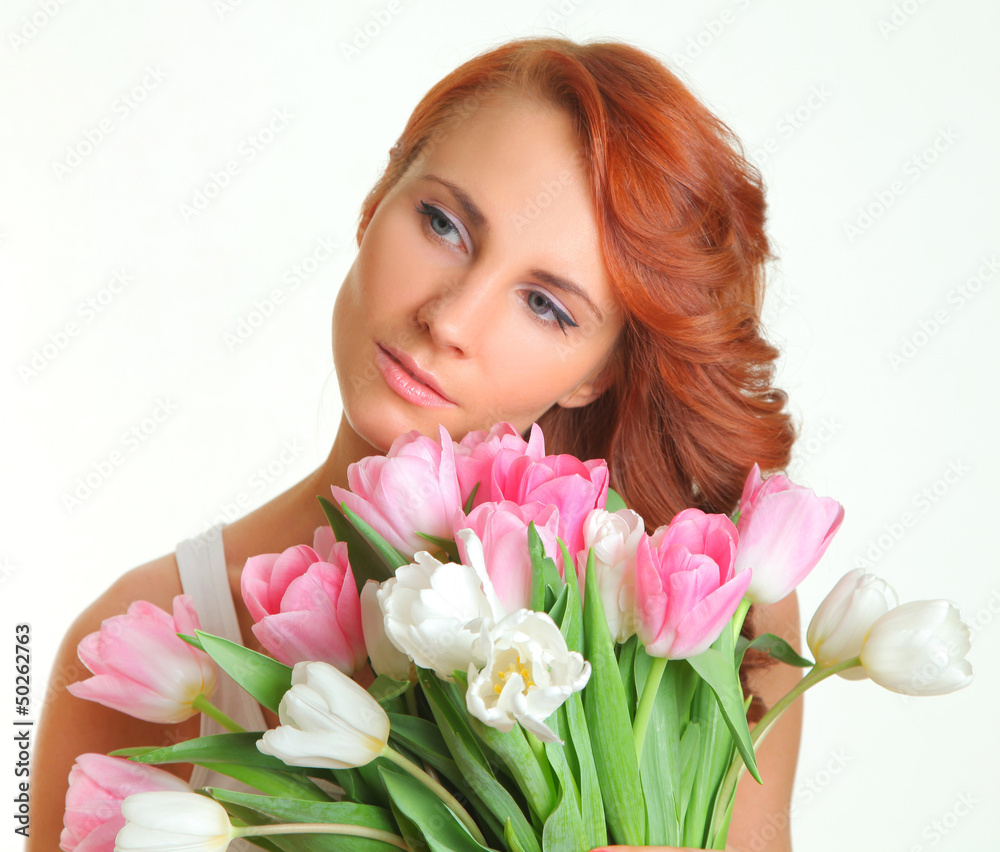 tulips and girl