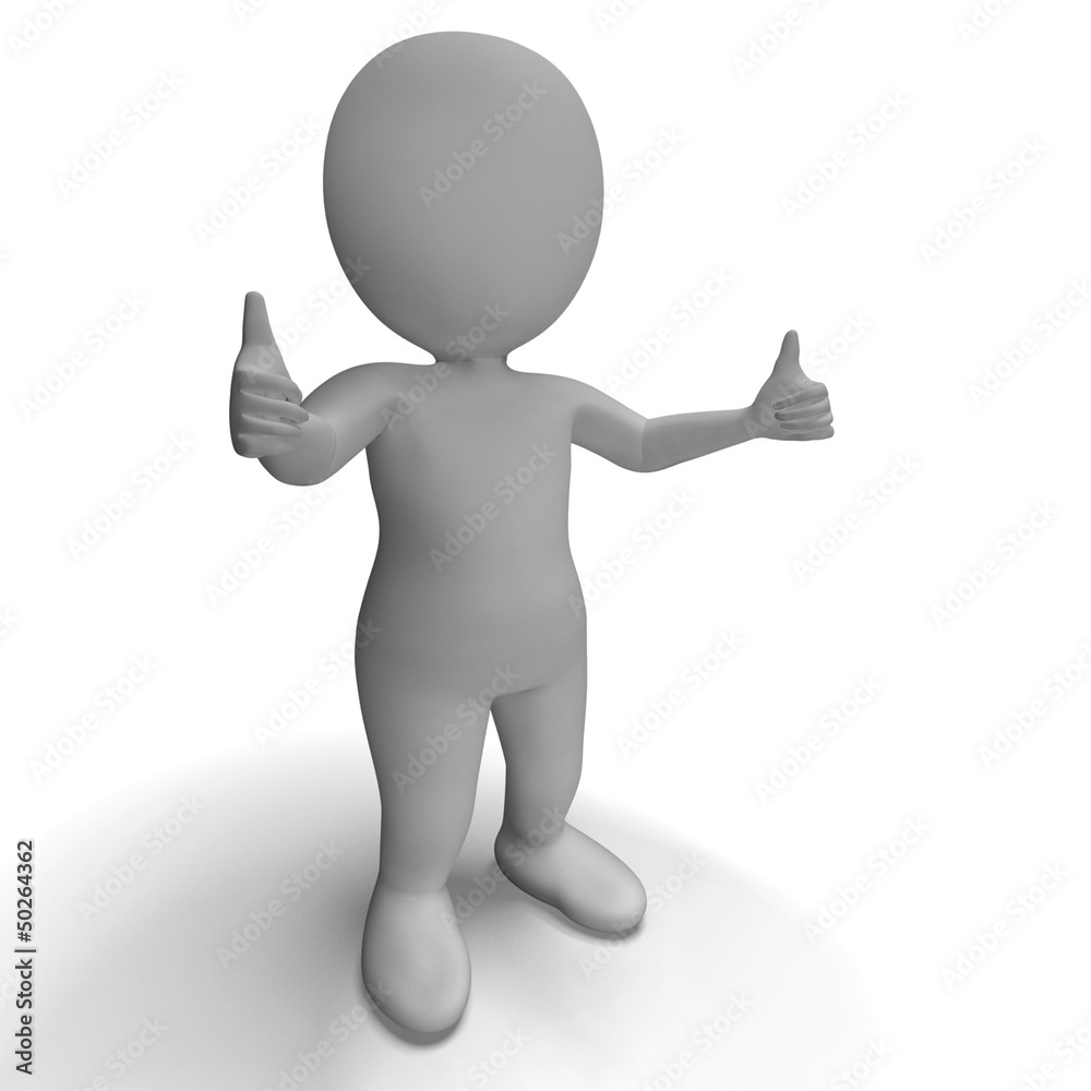 Thumbs Up 3d Character Shows Success And Approval Thumbs Up 3d Character Shows Success And Approval