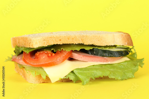 Sandwich on yellow background