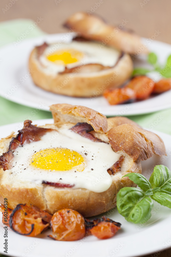 Baked eggs and bacon