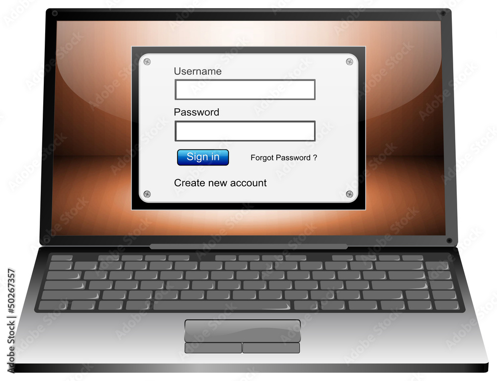 Laptop mit Login Fenster Laptop mit Login Fenster