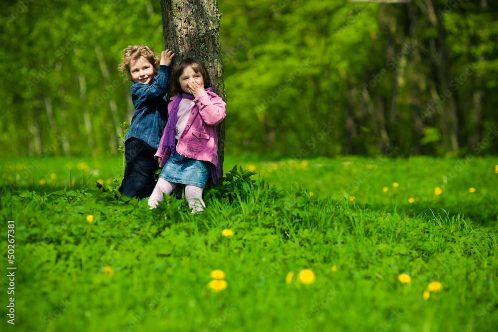 boy and girl in park boy and girl in park