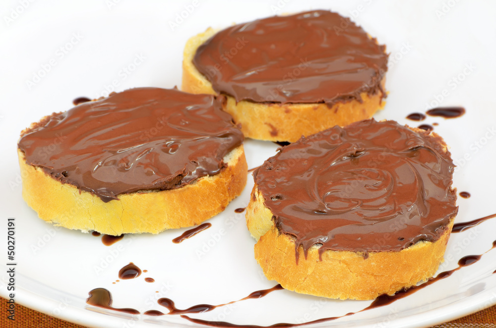 Bread with chocolate cream Bread with chocolate cream