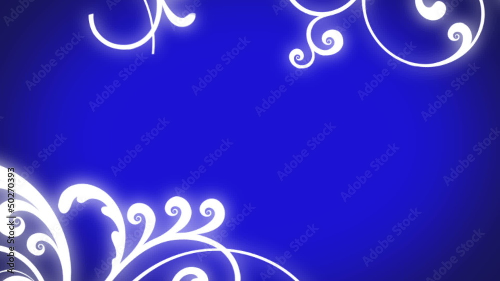 Fond bleu animé. Motif fleur