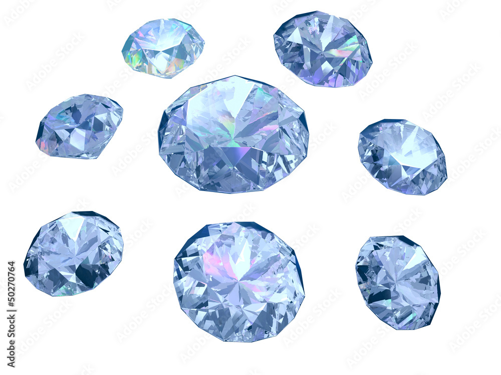 Set of eight diamonds isolated on white background Set of eight diamonds isolated on white background