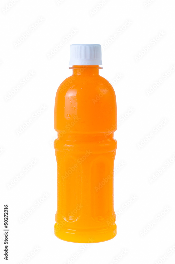 orange juice in a bottle and orange next to it isolated on white orange juice in a bottle and orange next to it isolated on white
