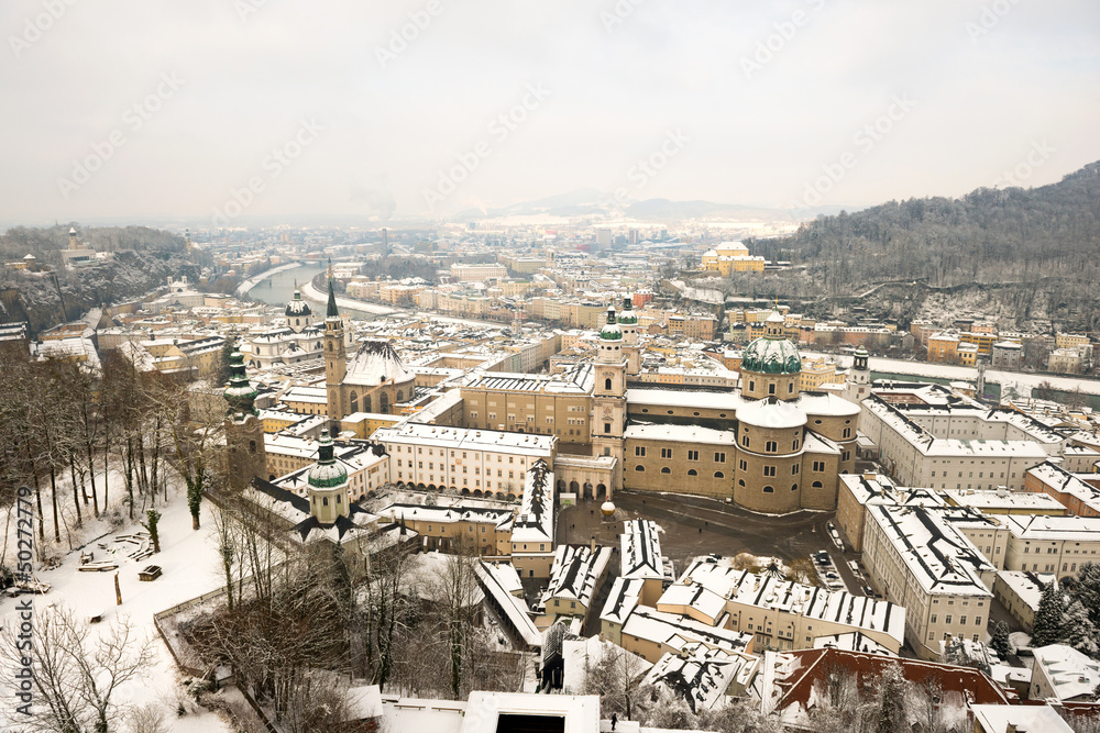 Winter view on downtown, Salzburg, Austria
