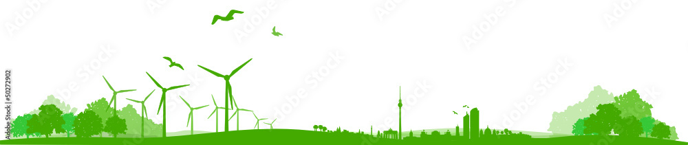 Fototapeta premium Skyline Berlin Windräder