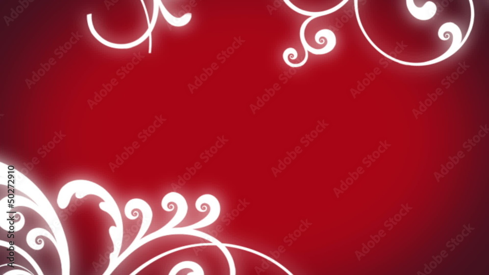 Fond rouge animé. Motif fleur