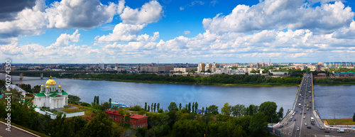 Panorama of Nizhny Novgorod with Kanavinsky bridge photo